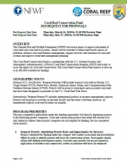 NOAA Coral Reef Conservation Fund 2018 REQUEST FOR PROPOSALS NOAA Coral Reef Conservation Fund 2018 REQUEST FOR PROPOSALS